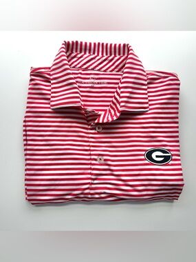 Southern Tide Red & White Striped Georgia Polo
